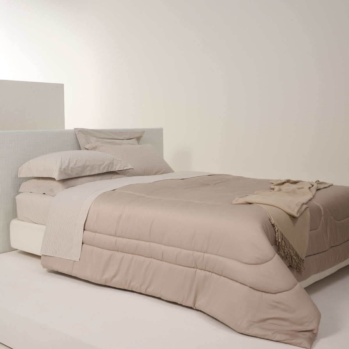 01 32 0155 Lencol de Cima Avulso Mix And Match Listras Caqui Branco  002